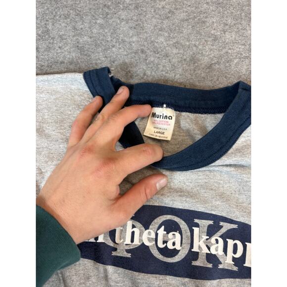 Vintage Phi Theta Kappa Graphic Ringer Tee Mens Large Gray College Streetwear - Picture 3 of 7
